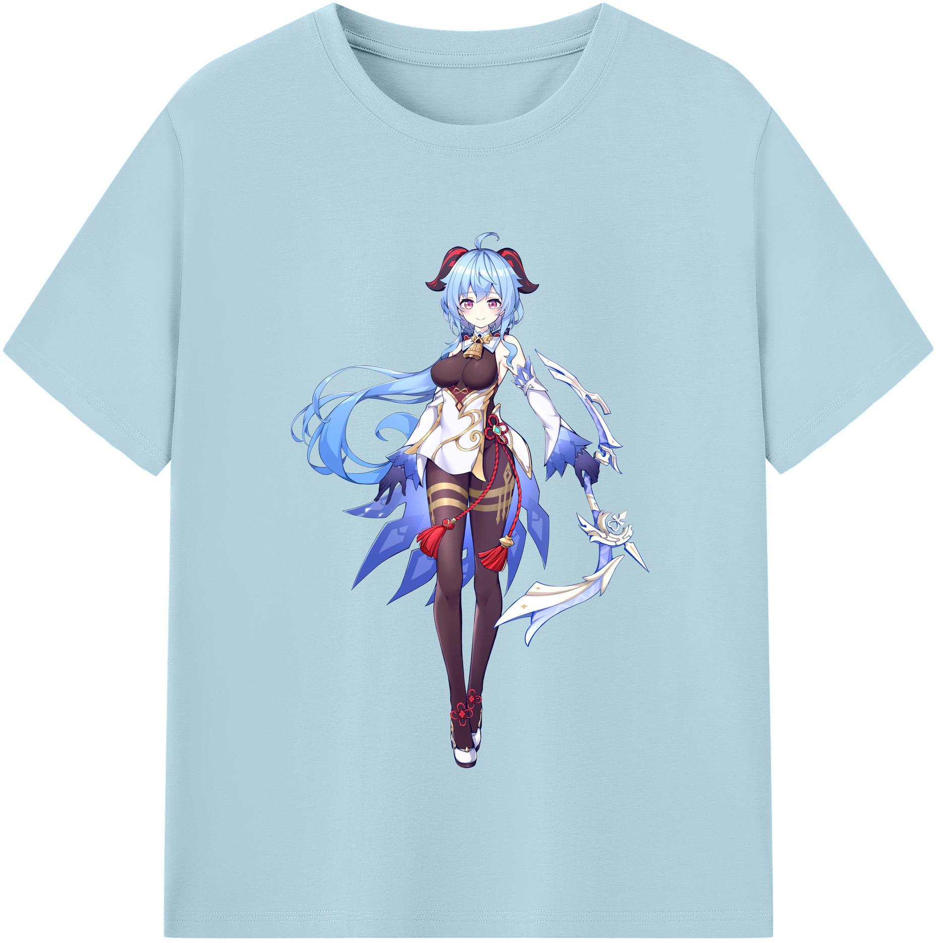 げんし神 甘雨 かんう genshin Ganyu 綿100％半袖Tシャツ（フロントプリント）